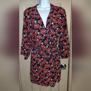 Aerie Red and Black Paisley Robe Sz M